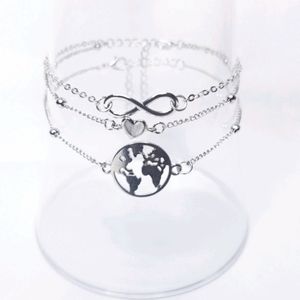 3 Piece Anklet (world, infinity & heart)